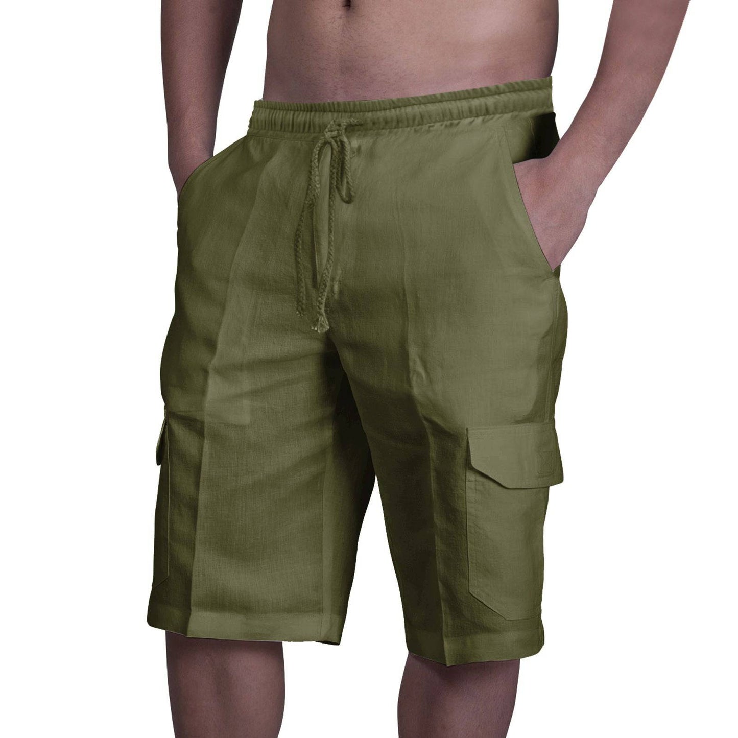 Multi Pocket Tie Men's Beach Cargo Pants - Clothing Personality