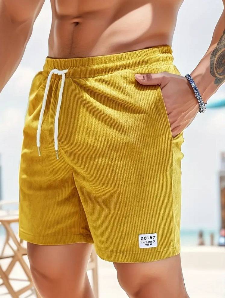 Lace-up Drawstring Shorts Summer Corduroy Sports Short Pants Mens Clothing - Clothing Personality