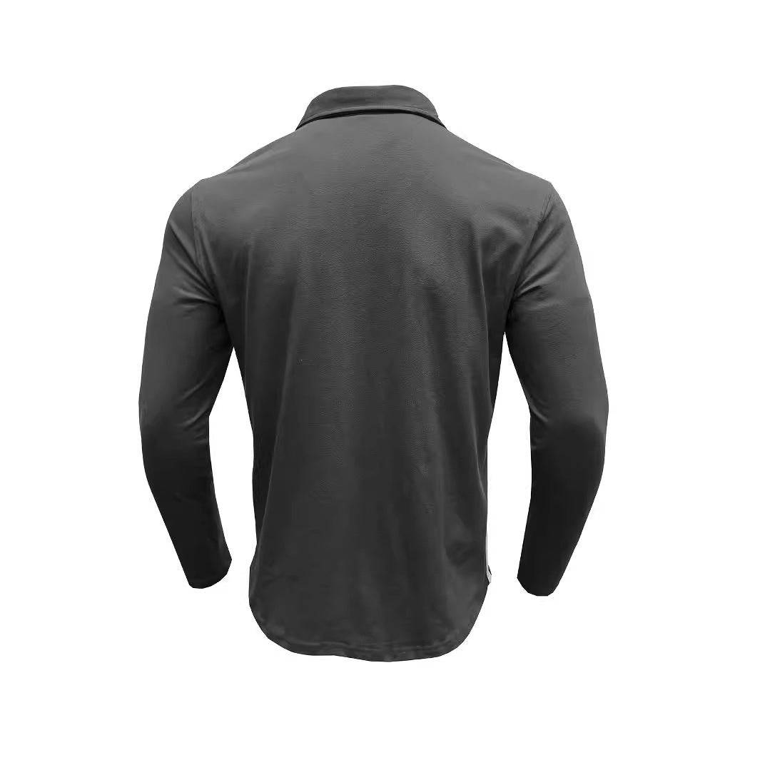 Retro Lapels T-shirt Men's Long-sleeved Top - Clothing Personality