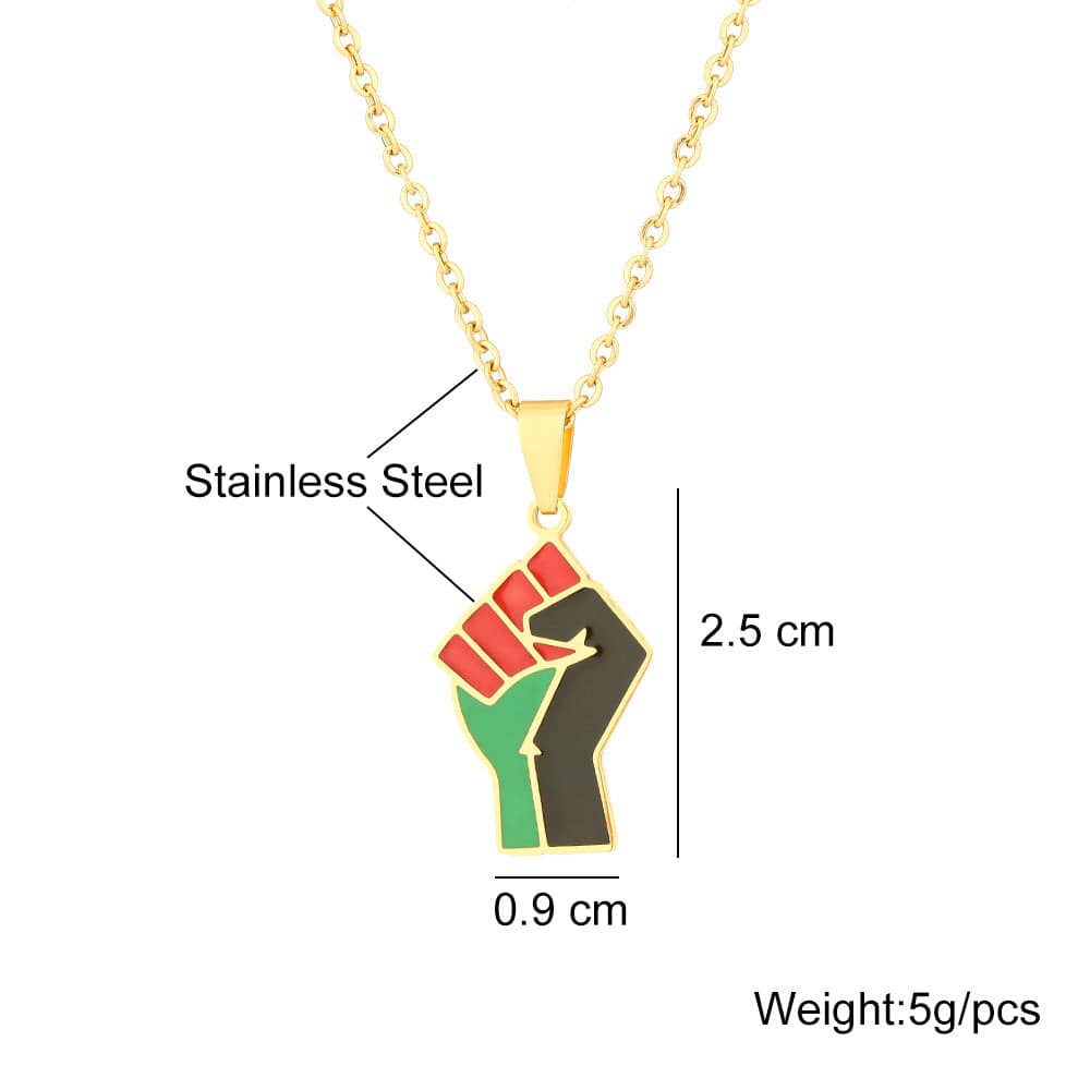 African Fist Symbol Titanium Steel Pendant Necklace - Clothing Personality