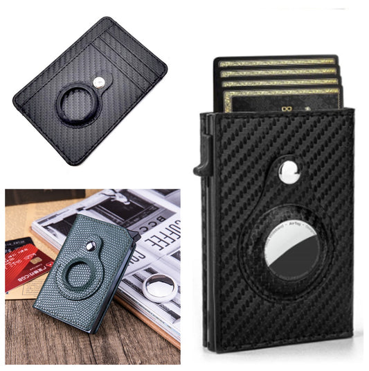 Rfid Card Holder Men Wallets Money Bag Male Black Short Purse Small Leather Slim Wallets Mini Wallets For Airtag Air Tag - Clothing Personality
