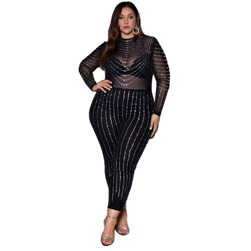New High-stretch Mesh Sheer See-through Tight Jumpsuit - Clothing Personality