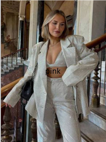 Glitter Suit Jacket Underwear Straight Leg Pants Suit - Clothing Personality