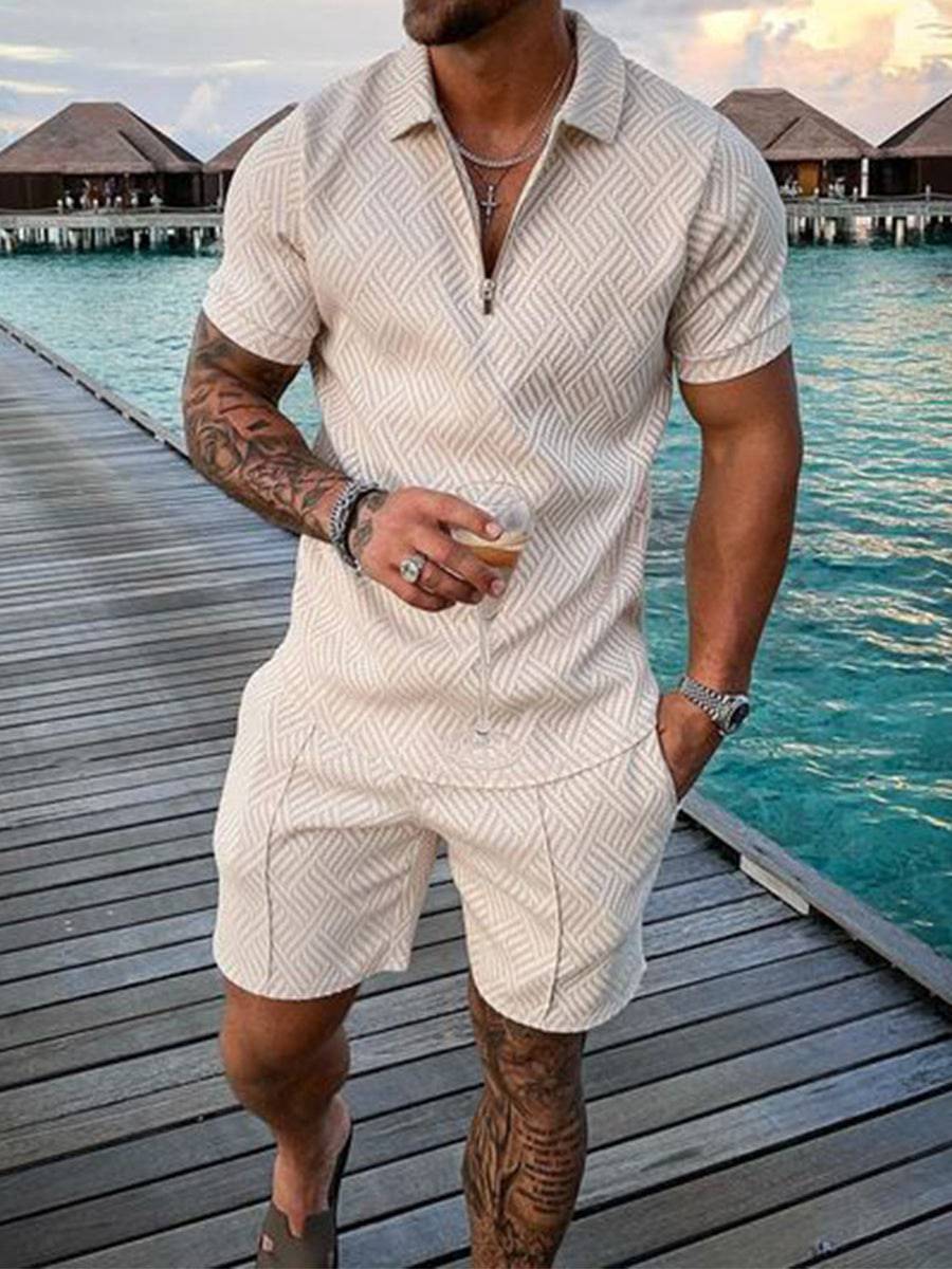New Men's Summer Short Sleeve Shorts Casual Suit - Clothing Personality