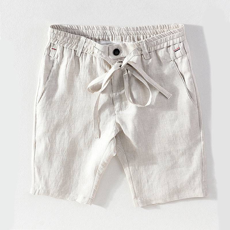Straight Shorts Men's Comfortable Linen Mid-waist Solid Color Overalls Shorts - Clothing Personality