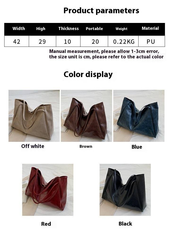 Vintage Women's Tote Bag Athletic Casual Fashion Large Capacity Leather Shoulder Bag Shopper Harajuku Simple Handbag - Clothing Personality