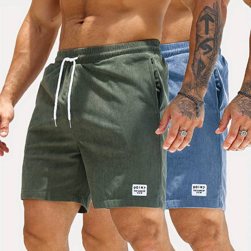 Lace-up Drawstring Shorts Summer Corduroy Sports Short Pants Mens Clothing - Clothing Personality