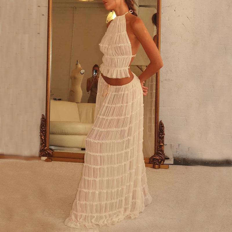 2-Piece Swing Skirt Outfit - Boho Chic - Sheer Outfit - Clothing Personality