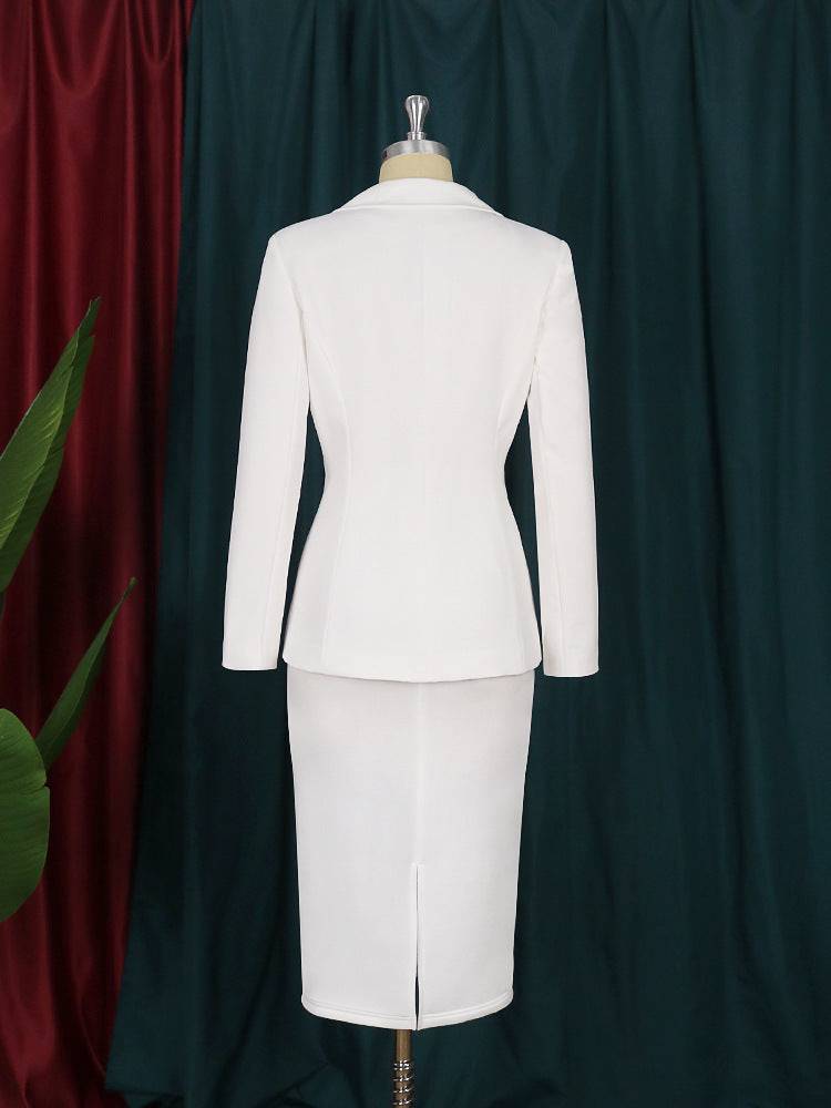 Plus Size Lapel Long Sleeve Button Slim Top Suit High Waist - Clothing Personality