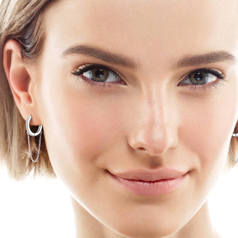 Fashion Personality Bling Diamond Earrings Tassel Chain Ear Ring - Clothing Personality