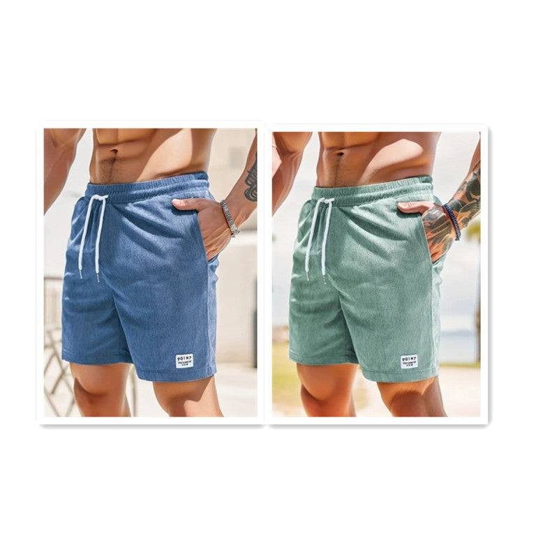 Lace-up Drawstring Shorts Summer Corduroy Sports Short Pants Mens Clothing - Clothing Personality