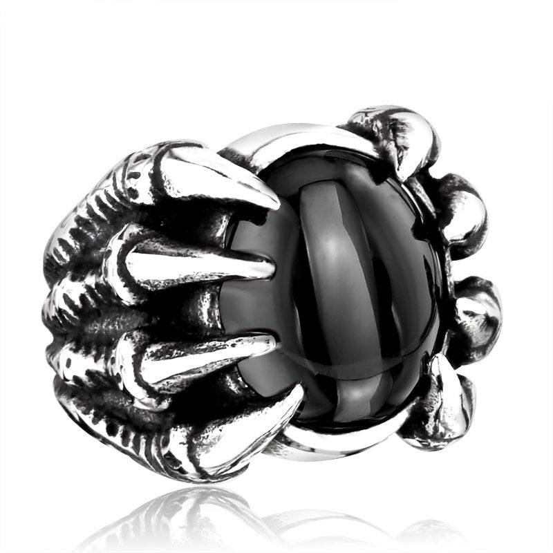 Men's Vintage Personality Titanium Steel Inlaid Zircon Ring - Clothing Personality