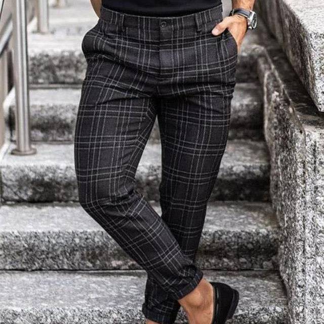 Plaid Print Pants Men's Casual Trousers Loose Fit and Thin Slacks - Clothing Personality