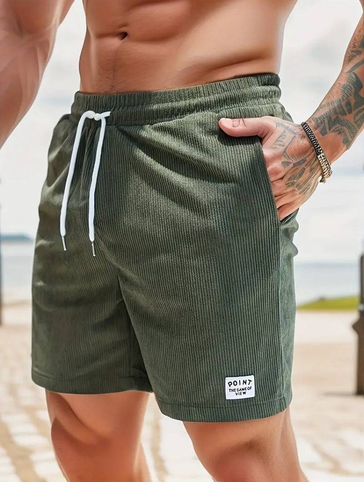 Lace-up Drawstring Shorts Summer Corduroy Sports Short Pants Mens Clothing - Clothing Personality
