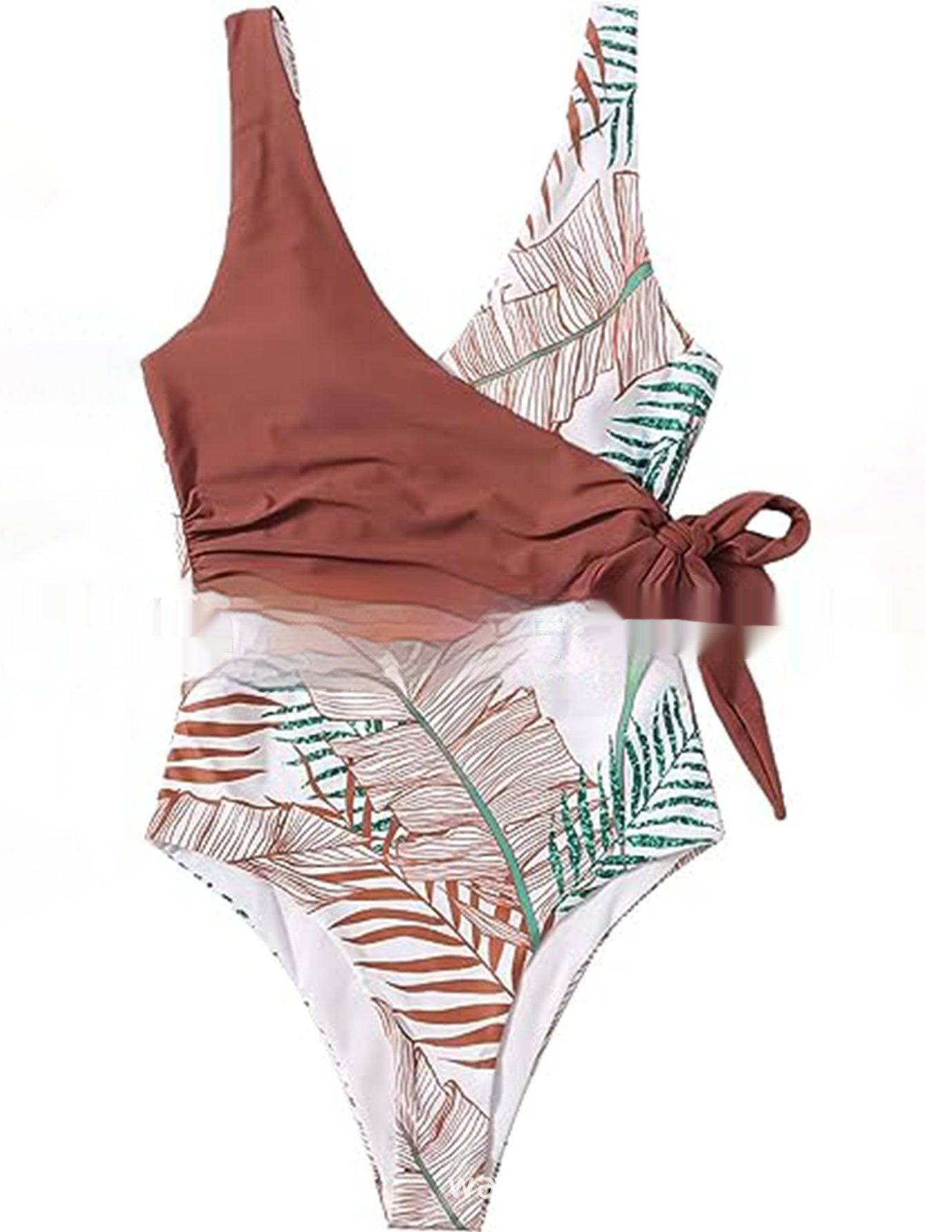 Women's Backless Contrast Colors Slimming Korean-style One-piece Tankini Swimsuit - Clothing Personality