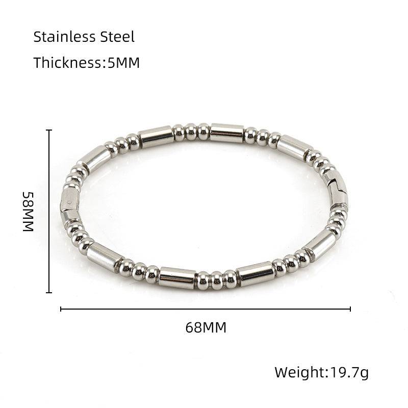 Fashion Bamboo Titanium Steel Bracelet Three Beads - Clothing Personality
