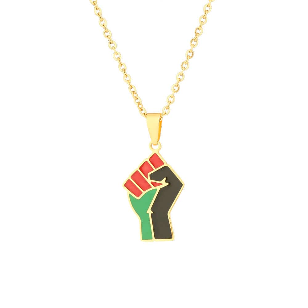 African Fist Symbol Titanium Steel Pendant Necklace - Clothing Personality