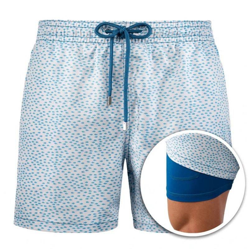 Men's Printed Beach Shorts Sports Double Layer Shorts Summer - Clothing Personality
