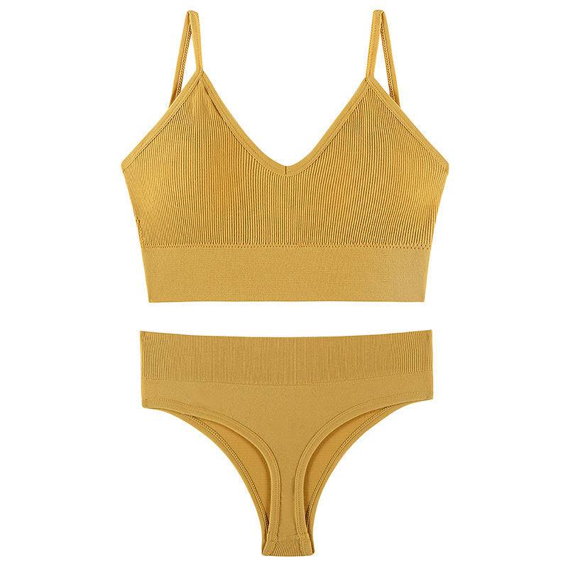 Women's Underwear Small Chest Push-up Thin Wireless Large Size Sports Sling Vest French Triangle Cup Bra Set - Clothing Personality