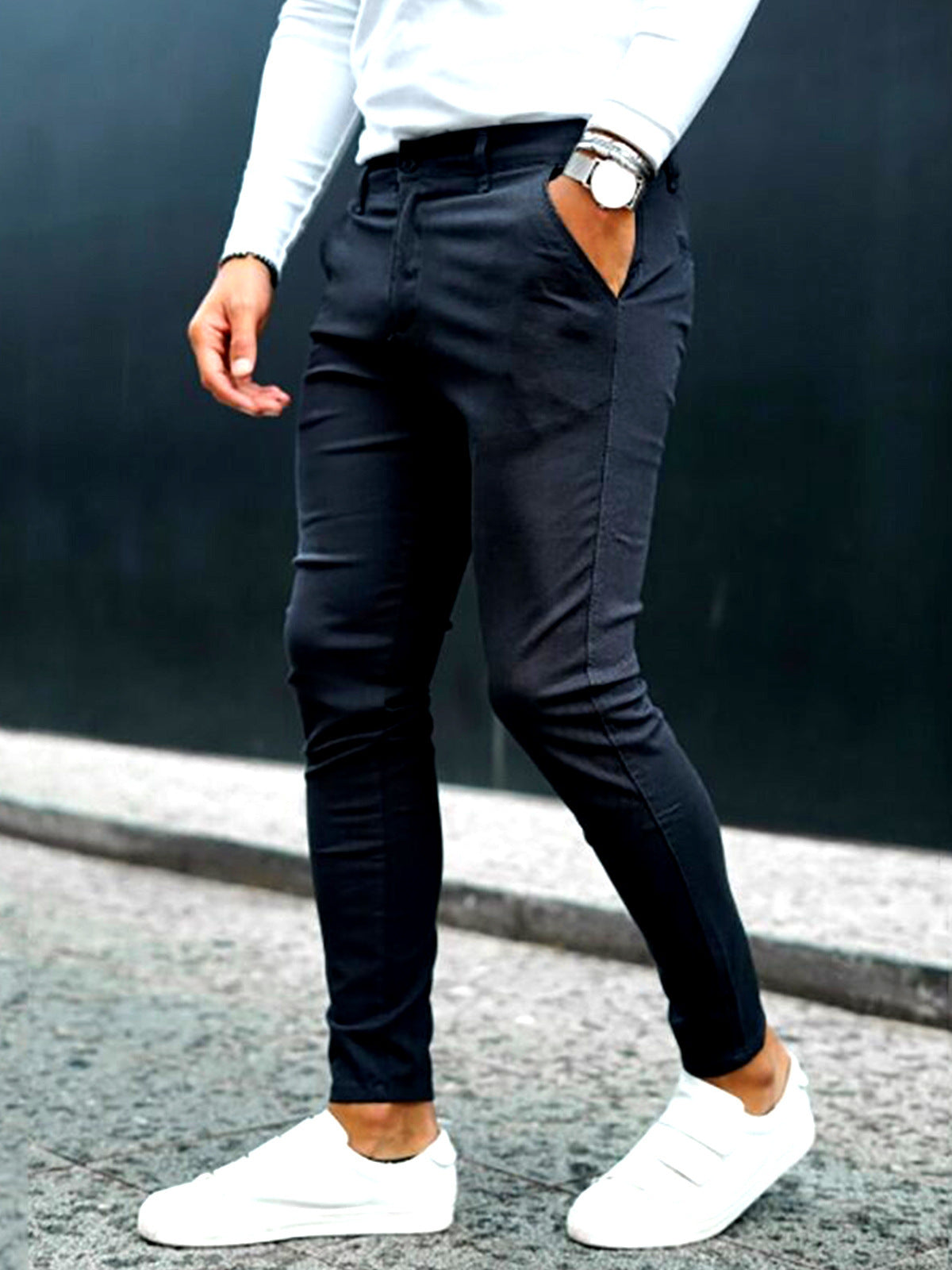 Spring And Autumn Slim Fit Men's Business Casual Pants Long Pants 3D Plaid - Clothing Personality