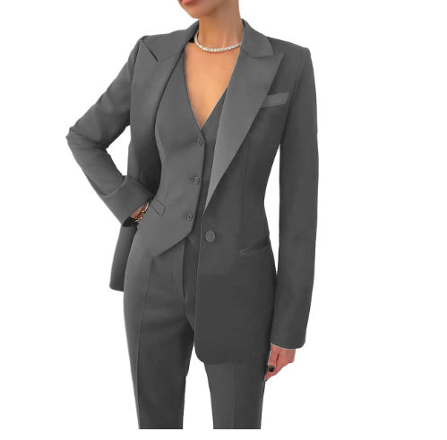 Fashion Casual Women's Three-piece Dress Suit Blazer Vest Pants Suit - Clothing Personality