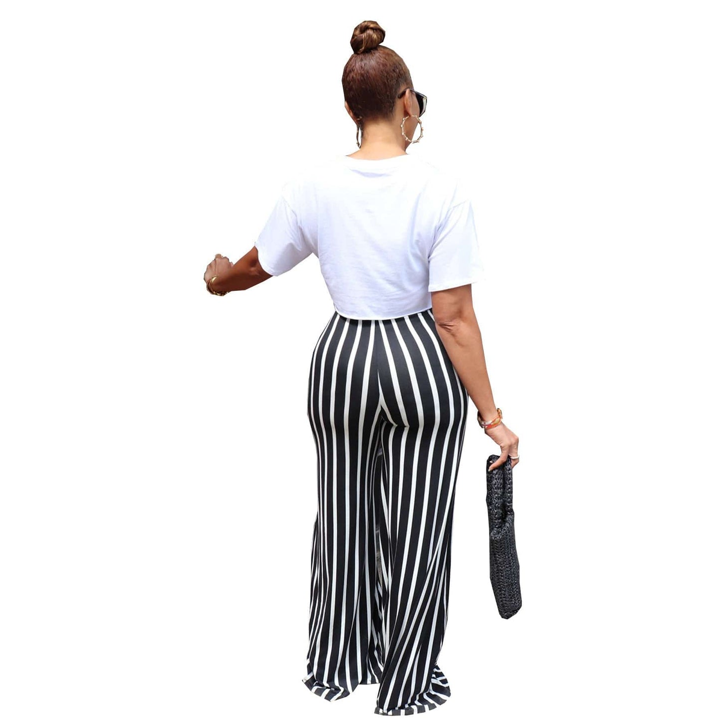 Fashion Casual Women's Striped Wide Leg Pants Summer - Clothing Personality