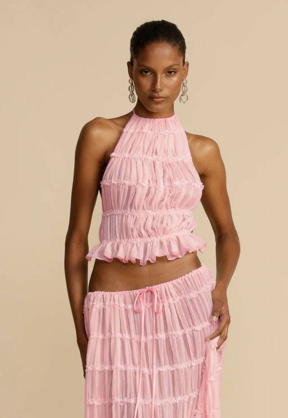 2-Piece Swing Skirt Outfit - Boho Chic - Sheer Outfit - Clothing Personality