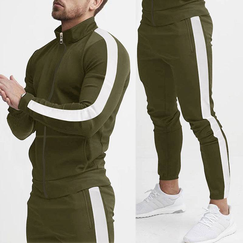 Men's Fashion Personalized Color Matching Hooded Sports Suit - Clothing Personality