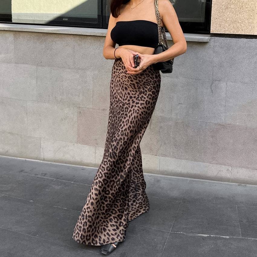 Leopard Print Dress Fashion Mermaid Skirt Womens Clothing - Clothing Personality