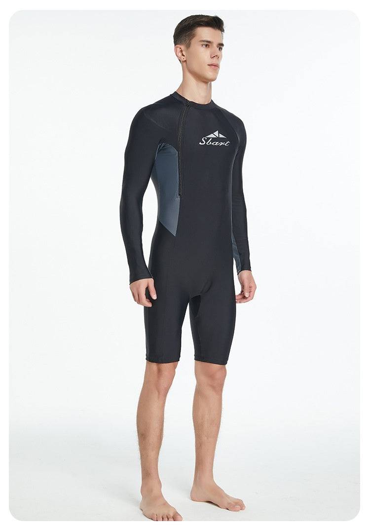 Men's One-piece Swimsuit Tight Long Sleeve Sun Protection Quick-drying - Clothing Personality