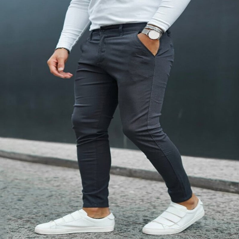 Spring And Autumn Slim Fit Men's Business Casual Pants Long Pants 3D Plaid - Clothing Personality