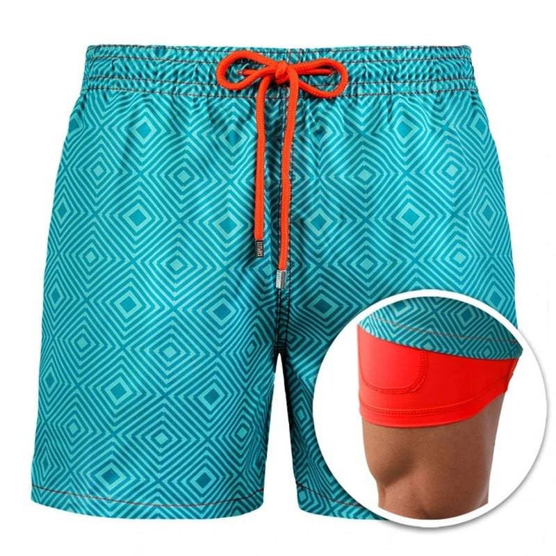 Men's Printed Beach Shorts Sports Double Layer Shorts Summer - Clothing Personality