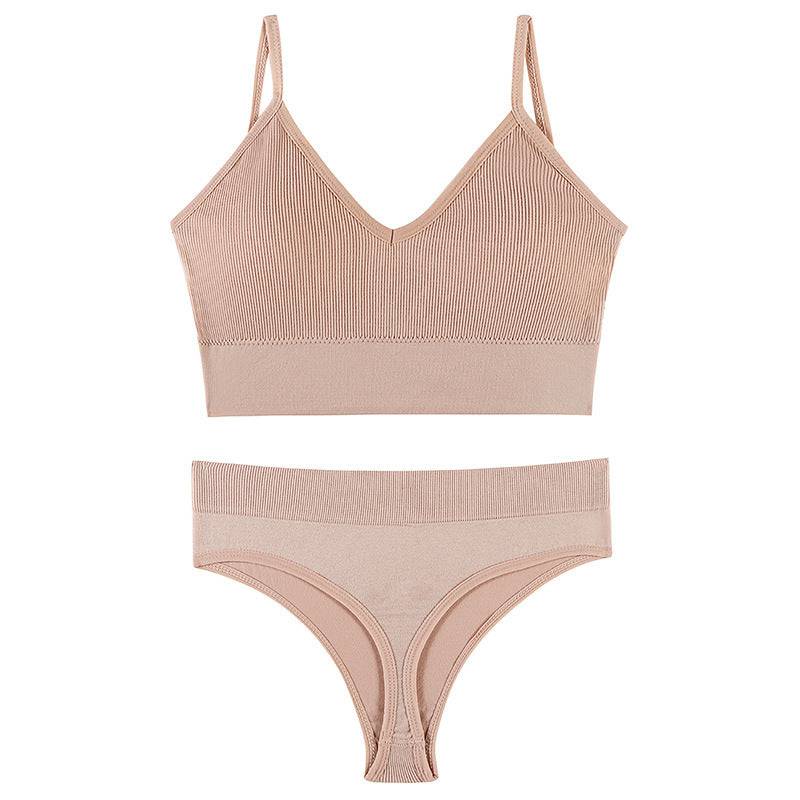 Women's Underwear Small Chest Push-up Thin Wireless Large Size Sports Sling Vest French Triangle Cup Bra Set - Clothing Personality