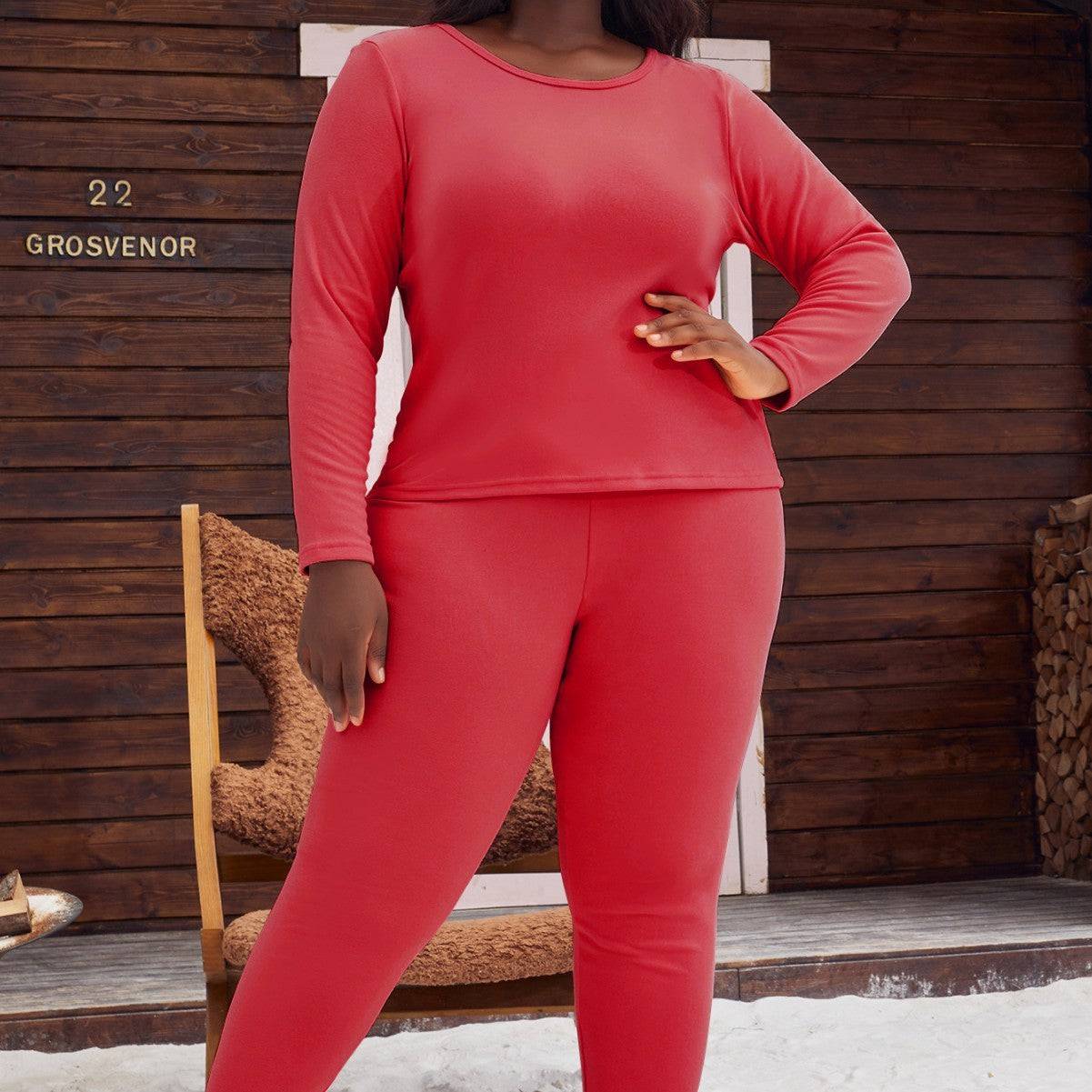 Plus Size Pajamas Women's Round Neck Long Sleeve Shorts - Clothing Personality