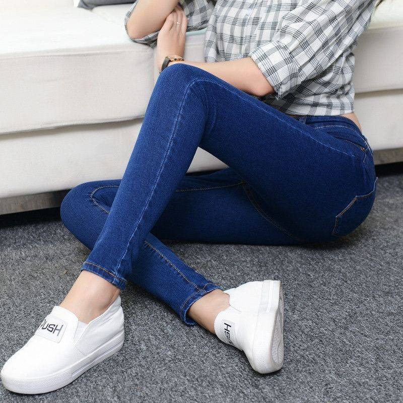 High-Waist Denim Trousers styled with a casual top for an effortless look