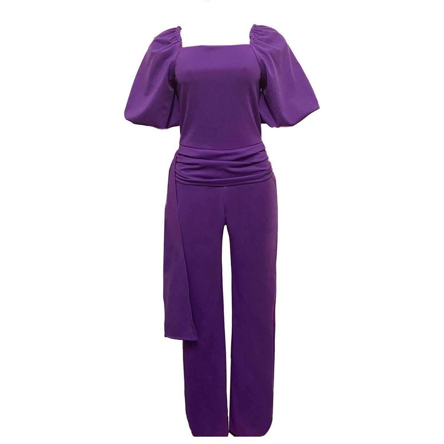 High-Waisted Belted Jumpsuit for Women - Available in Purple, Green, and Dark Blue