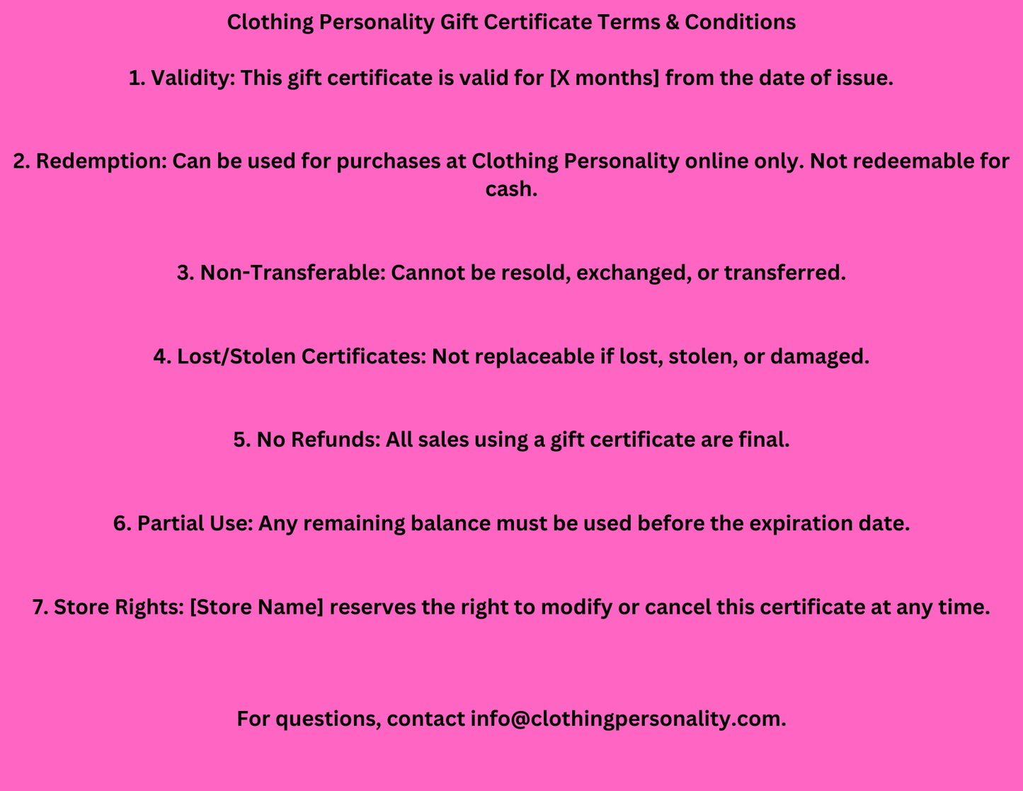 Clothing Personality $35.00 Gift Card - Clothing Personality