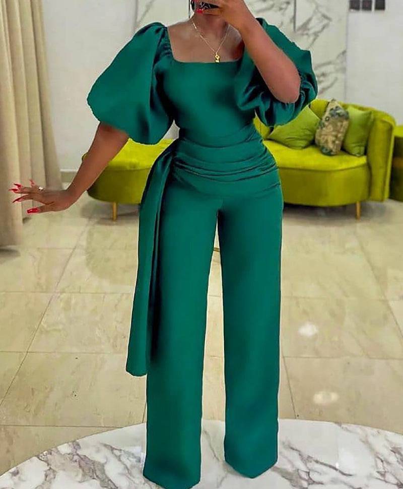 Women's High Rise Jumpsuit with Belt - Stylish Outfit for Parties and Events