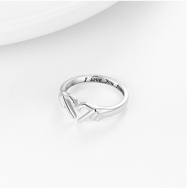 Romantic Heart Hand Hug Fashion Ring For Women Couple Jewelry Silver Color Punk Gesture Wedding Men Finger Accessories Gifts - Clothing Personality