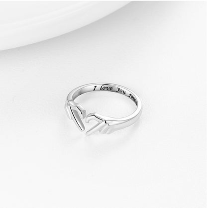 Romantic Heart Hand Hug Fashion Ring For Women Couple Jewelry Silver Color Punk Gesture Wedding Men Finger Accessories Gifts - Clothing Personality
