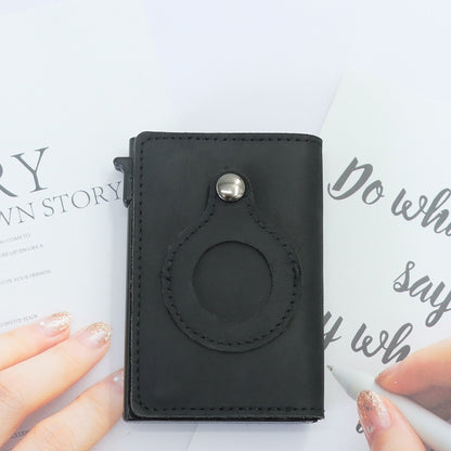 Minimalist Wallets For Men, Premium Genuine Leather Credit Card Holder For AirTag With Slim Wallet RFID Technology - Clothing Personality