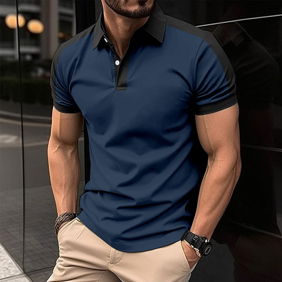 Men's Short Sleeve Business Shirt Summer Casual Polo Shirts - Clothing Personality