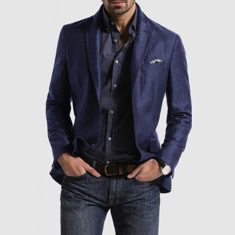 Men's Spring Top Casual Printed Double Button Suit - Clothing Personality