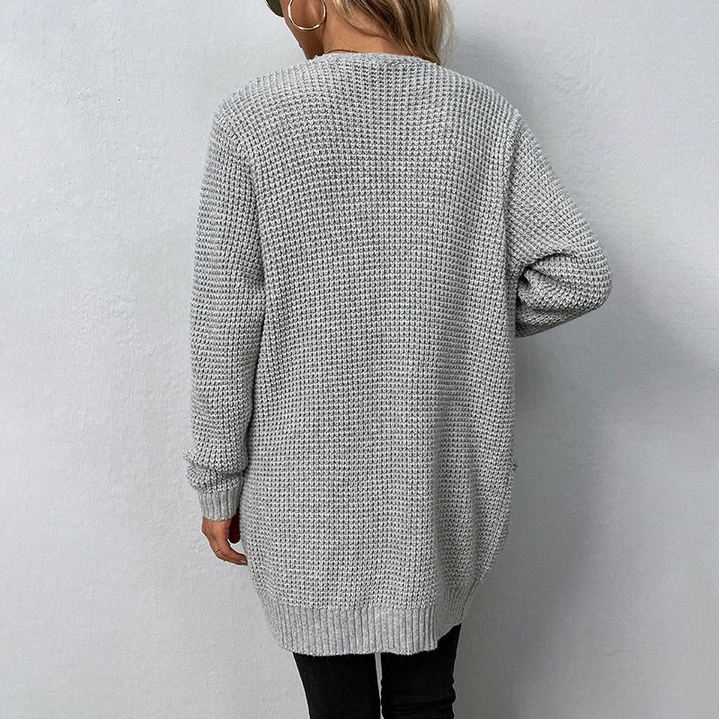 Women's Knit Sweater Cardigan with Pockets Solid Color