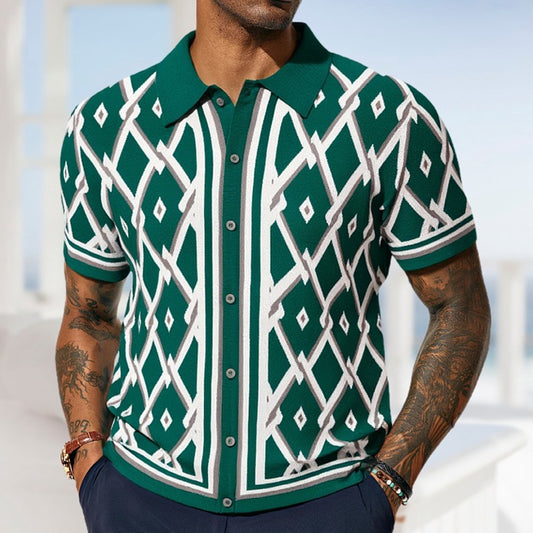 Summer Jacquard Knitted Short-sleeved Cardigan - Clothing Personality
