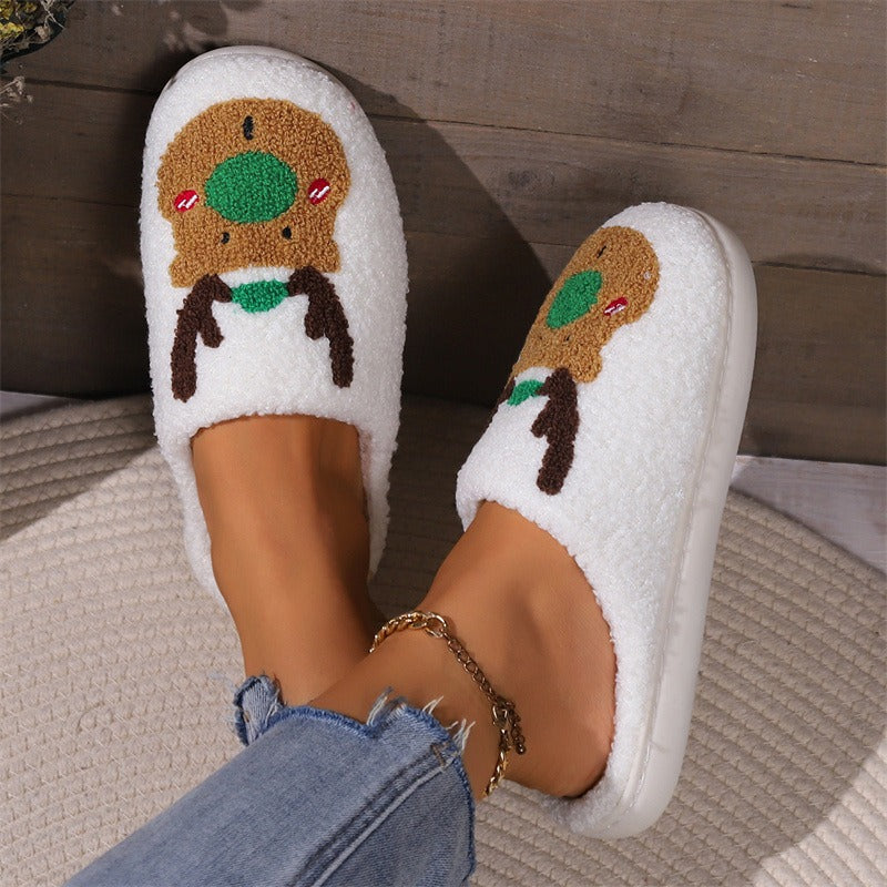 Women's Christmas Elk Cotton Slippers Women's Fall and Winter Home Warm Plush