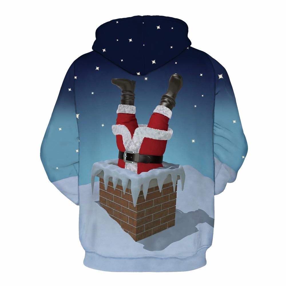 Christmas Funny Santa Claus Falling Down Chimney 3D Print Sweatshirts Men Women