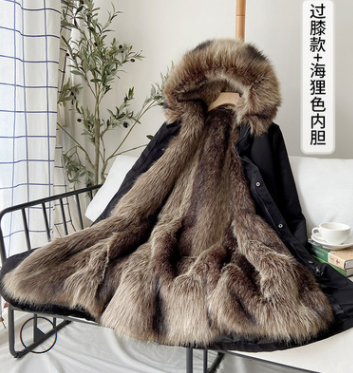 Men's Fur Coat Winter High Quality Fashion With Fur Hooded Lined Thick Warm Parkas Outerwear Mid-length With Long