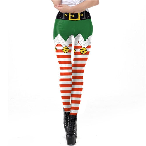 Stripe Tribal Leggings Women Christmas Festival Pants