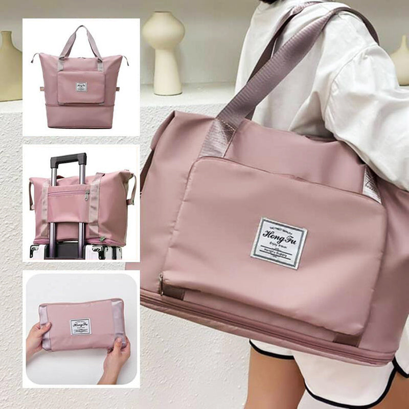 Foldable Storage Travel Bag Waterproof Large Capacity Gym Fitness Bag Weekender Overnight For Women - Clothing Personality